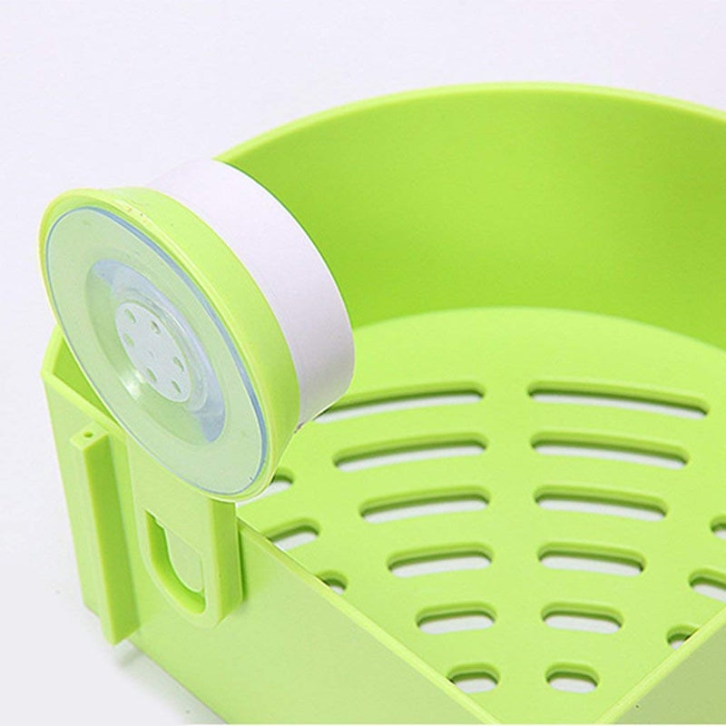 hA Bathroom and Kitchen Organizer Corner Shelf Triangle Plastic Soap Holder with Wall Mount Suction Cup Pack of 1 Multicolor - Image 2