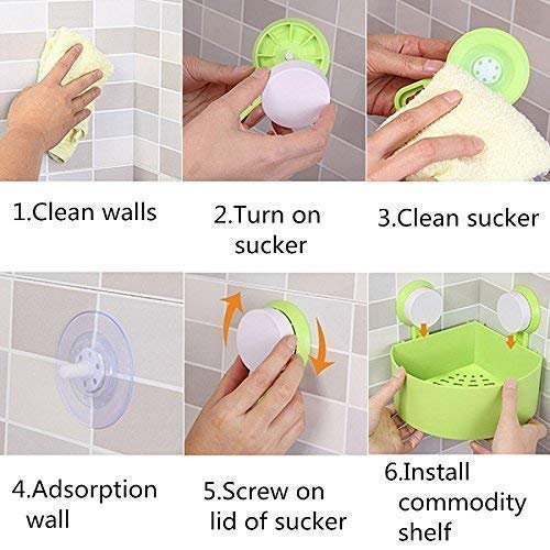 hA Bathroom and Kitchen Organizer Corner Shelf Triangle Plastic Soap Holder with Wall Mount Suction Cup Pack of 1 Multicolor - Image 5