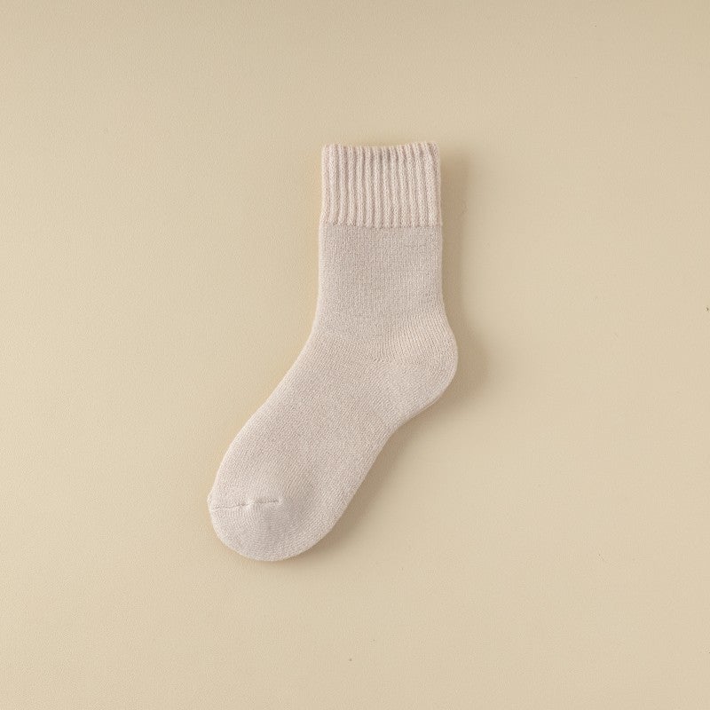 Womens Cashmere Socks Winter Thick Warm Crew Lotus root powder 