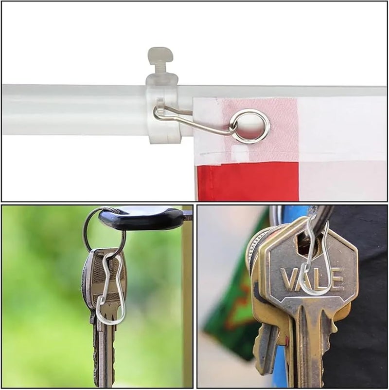 Stainless Steel Spring Snap Hooks 100pcs Carabiner Keychain Clip for Keys ID Card - Image 5