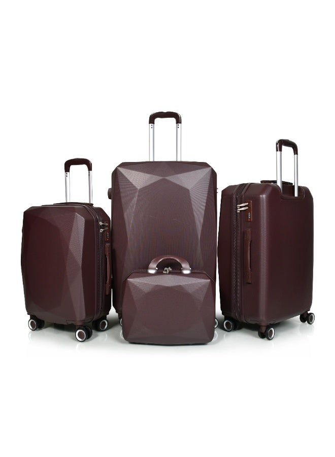 Morano Unisex Luggage Hard Trolley Travel Bags 4 Pieces Set Sizes 28''-24''-20''-14'' Inches Dark Coffee - Image 2