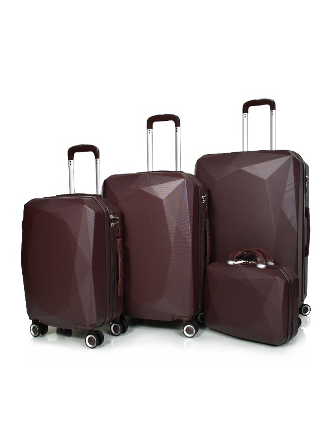 Morano Unisex Luggage Hard Trolley Travel Bags 4 Pieces Set Sizes 28''-24''-20''-14'' Inches Dark Coffee - Image 1