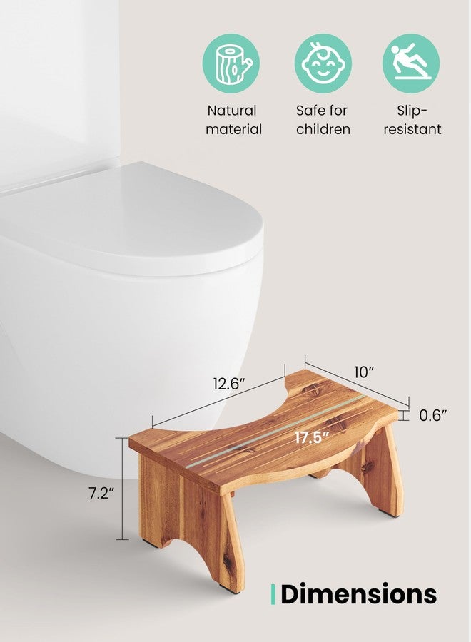 HOLANA Foldable Toilet Stool for Bathroom Adults - 7.2" Acacia Wood Poop Stool for Kids - Pooping Stool Squat with Anti Slip - Bathroom Stools for Sitting/Travel (Acacia Wood 7.2" Height) - Image 2