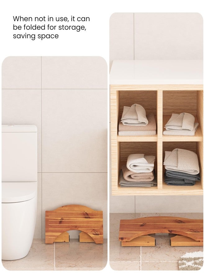 HOLANA Foldable Toilet Stool for Bathroom Adults - 7.2" Acacia Wood Poop Stool for Kids - Pooping Stool Squat with Anti Slip - Bathroom Stools for Sitting/Travel (Acacia Wood 7.2" Height) - Image 4