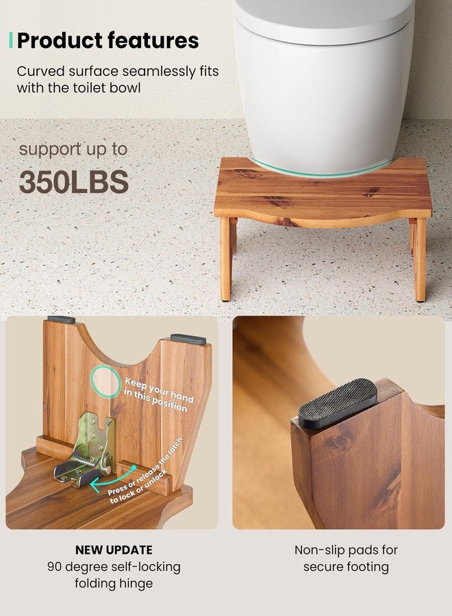 HOLANA Foldable Toilet Stool for Bathroom Adults - 7.2" Acacia Wood Poop Stool for Kids - Pooping Stool Squat with Anti Slip - Bathroom Stools for Sitting/Travel (Acacia Wood 7.2" Height) - Image 3
