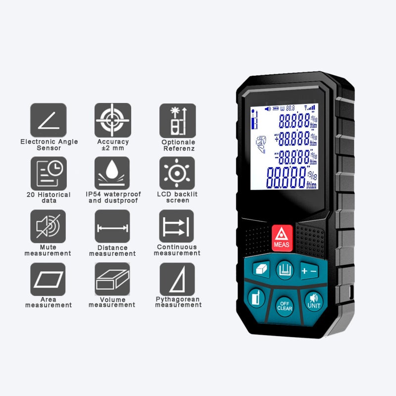 Infrared Laser Distance Measurer With Electronic Angle Finder Tool - Integrated Digital Level For Construction - Accurate Laser Measuring Device For Surveying And Layout - Image 3