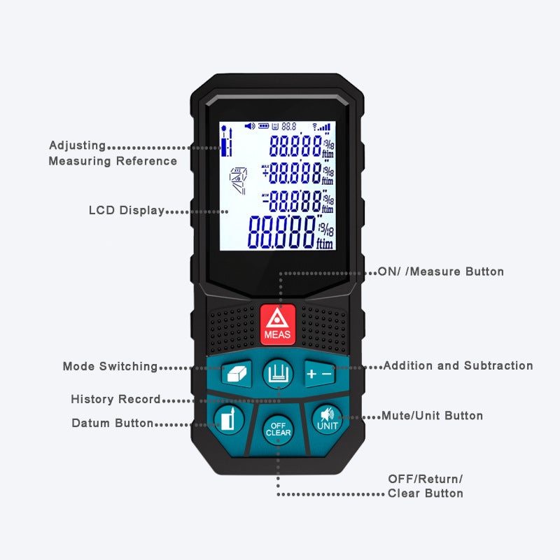 Infrared Laser Distance Measurer With Electronic Angle Finder Tool - Integrated Digital Level For Construction - Accurate Laser Measuring Device For Surveying And Layout - Image 2