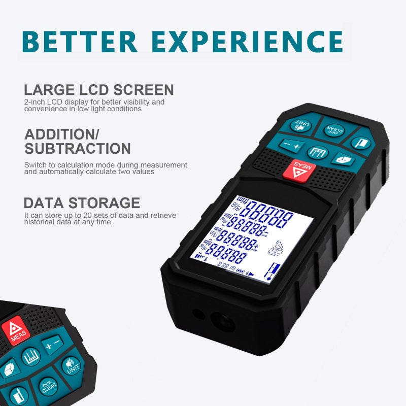 Infrared Laser Distance Measurer With Electronic Angle Finder Tool - Integrated Digital Level For Construction - Accurate Laser Measuring Device For Surveying And Layout - Image 1
