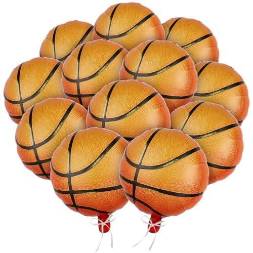 Villorem 12 Pcs Basketball Balloons 18 Inch Basketball Foil Balloons Sports Mylar Balloon for Basketballs Theme Birthday Party Decorations - Image 1