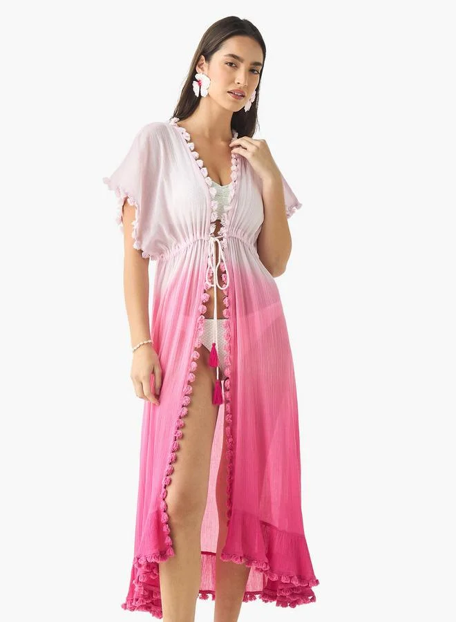 Splash FAV Pom Pom Detail Cover-Up with Tie-Ups