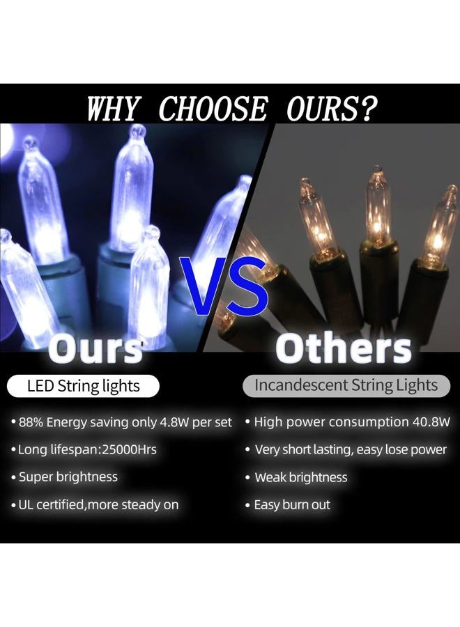 LAMPHOME 100 ضوء LED مصغر، سلك أخضر، طول 6.6م (21.6 قدم)، أبيض بارد - Image 3