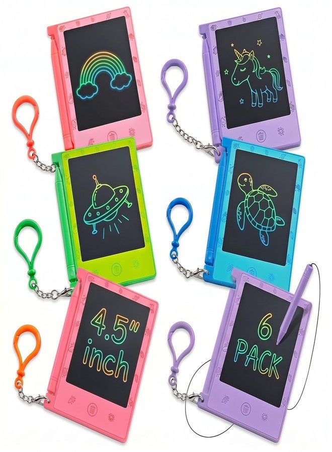 KiddieLoot Mini LCD Writing Tablet for Kids - (Pack of 6) 4.5 Inch Colorful Doodle Board Drawing Pads - Educational Sketch Drawing Tablet Toys for Girls & Boys, Goodie Bags, Birthday Gifts, Party Favors, Prizes - Image 1