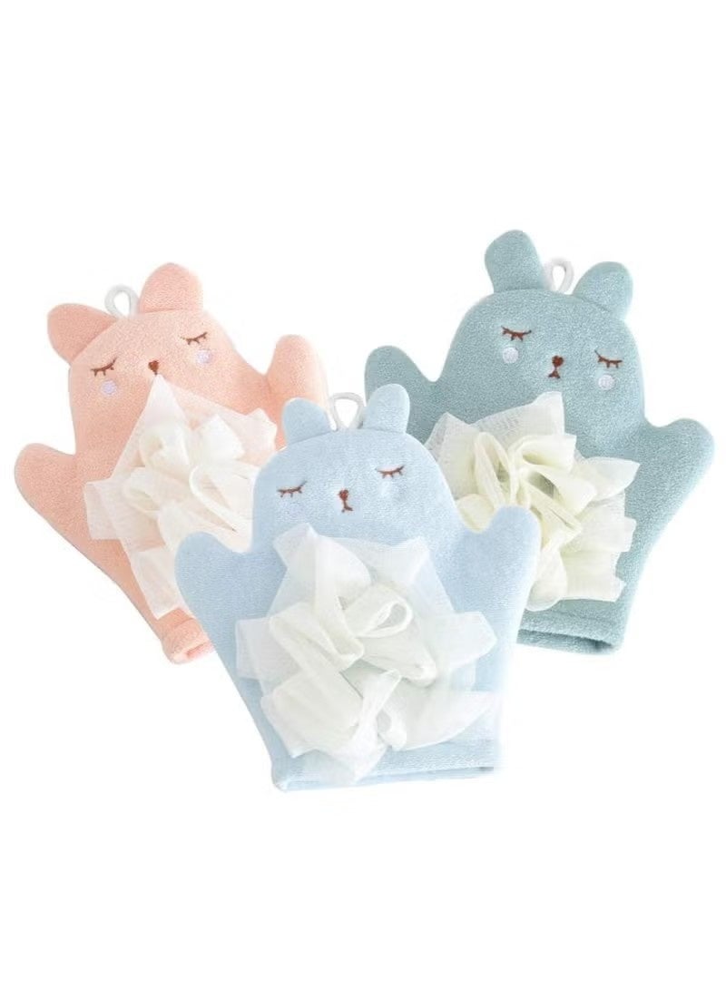 3 قطع إسفنج استحمام للأطفال قفاز استحمام حيوانات لطيف لوفا إسفنج ناعم لتدليك الجسم للأطفال الصغار - Image 1