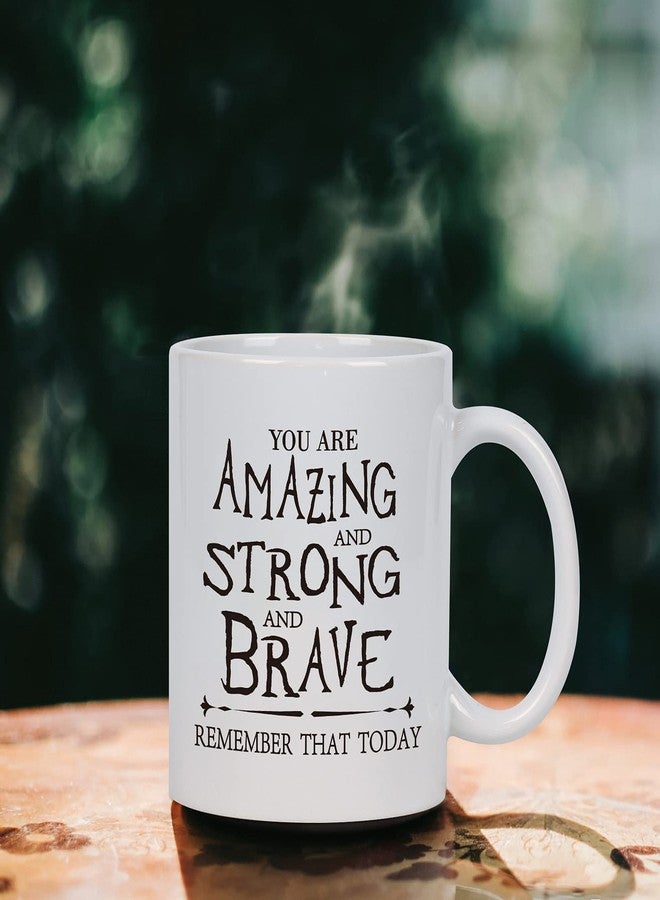 Cabtnca Thank You Gifts: Inspirational Mugs for Women, Men, Coworkers, Nurses, Teachers, Best Friends - You Are Amazing And Strong And Brave 11Oz - Image 4