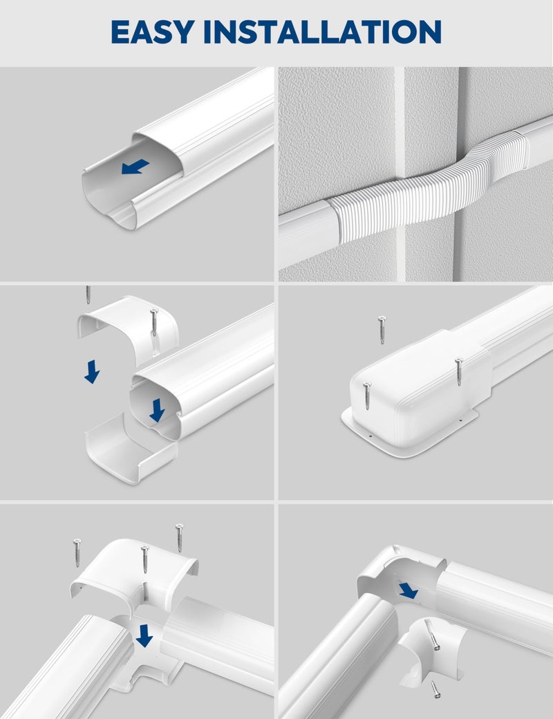 Nouscan 4" 13.5Ft Mini Split Line Set Cover with Flexible Duct, Upgrade PP Decorative Minisplit Lineset Cover Kit, Paintable for Mini Split, Air Conditioner, Central AC, HVAC and Heat Pumps, White - Image 5