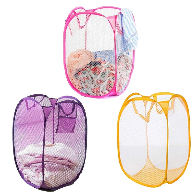 Kuber Industries Nylon 3 Piece Mesh Laundry Basket30Ltr MultiCTKTC21495 - Image 1