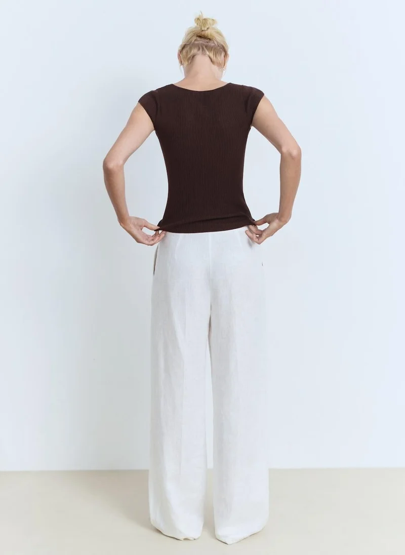 MANGO Short-Sleeved Ribbed Sweater