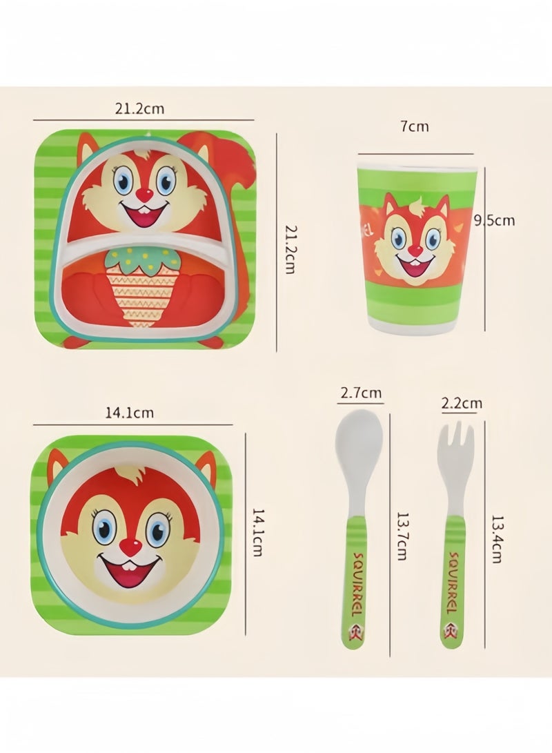 Halamodo 5-Piece Cartoon Patterns Children’s Tableware Set Divided Plates Bowls Spoon and Fork Combo Essential for Birthday Parties Perfect for Family Meals and Kids Dining - Image 5