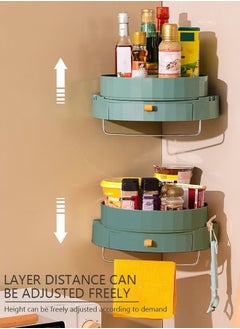 MIXDE Wall Mounted Kitchen Storage Rack 360° Rotation No Punch Installation Corner Storage Rack Space Saving Bathroom Storage With Drawer And Towel Rack  - Image 3