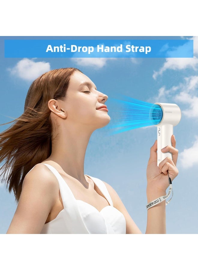 جوجودوك مروحة يد محمولة عالية السرعة GOOJODOQ GFS001 بـ 100 مستوى سرعة وشاشة LED، أبيض - Image 4