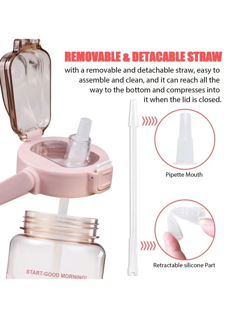 Beauenty 2L Half Gallon Water Bottle with Sleeve and Strap Water Bottle Motivational with Straw and Time Marker to Drink Leakproof Reusable Water Bottle for Unisex Sports, Fitness, Workout  - Image 3