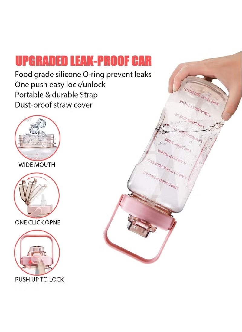 Beauenty 2L Half Gallon Water Bottle with Sleeve and Strap Water Bottle Motivational with Straw and Time Marker to Drink Leakproof Reusable Water Bottle for Unisex Sports, Fitness, Workout  - Image 4