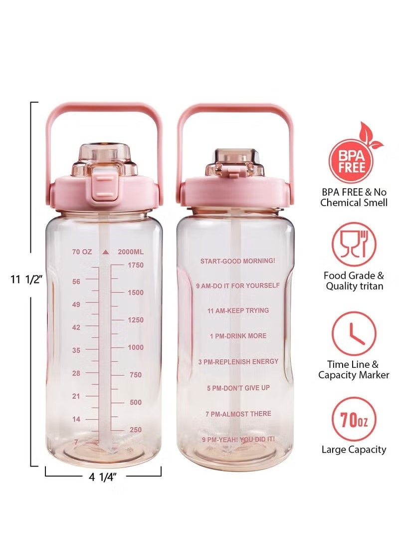 Beauenty 2L Half Gallon Water Bottle with Sleeve and Strap Water Bottle Motivational with Straw and Time Marker to Drink Leakproof Reusable Water Bottle for Unisex Sports, Fitness, Workout  - Image 5