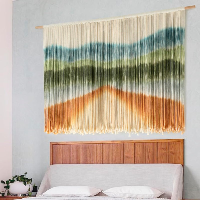 IOWER Macrame Wall Hanging Dip Dye Chic Home Decor Boho Wall Decor Yarn Wall Art for Kids Room Bedroom Living Room Background 144.8 x 88.9 cm (W x L) - Image 2