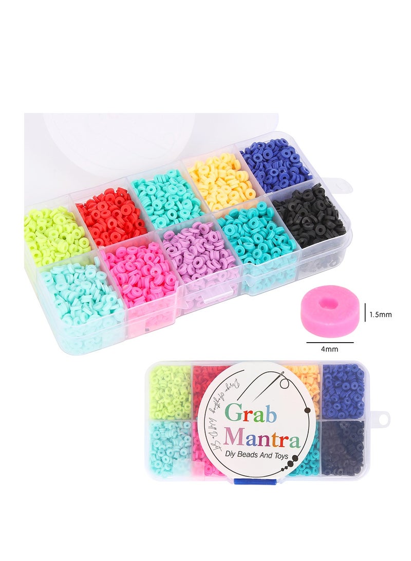 Grab Mantra 3500 Pcs Flat Round Polymer Clay Spacer Beads  For Jewelry Making 10 Colors - Image 2