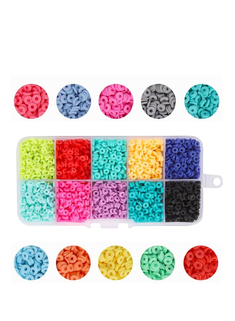 Grab Mantra 3500 Pcs Flat Round Polymer Clay Spacer Beads  For Jewelry Making 10 Colors - Image 1