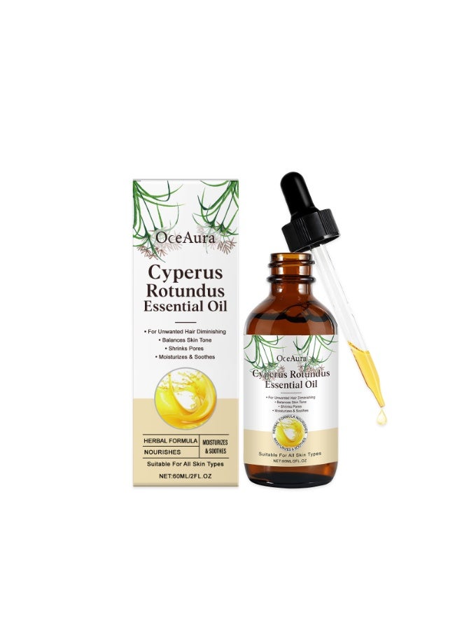 OceAura Cyperus Rotundus Oil, for Hair Removal, Moisturizing Soothing Oil, Balances Skin Tone, Reduces Body Hair Growth, Sensitive Skin, Full Body, Shrink Pores, 60ml - Image 1