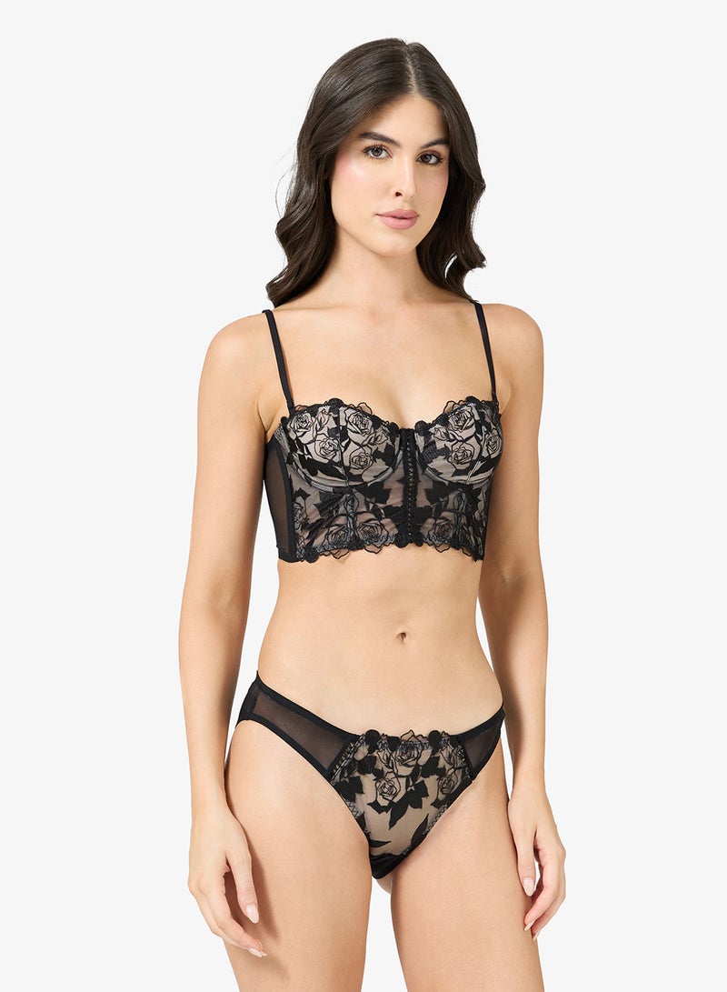 Ginger Lace Corset Detail Bralette & Brief Set - Image 1