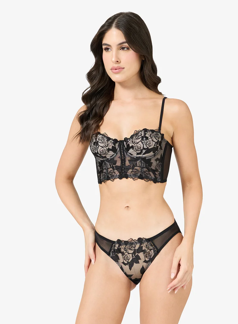 Ginger Lace Corset Detail Bralette & Brief Set