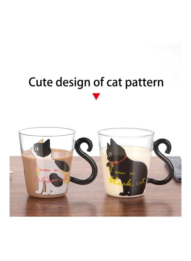 Kitty Printed Tail Handled Mug Black/White/Clear 8x5.3x9cm - Image 5