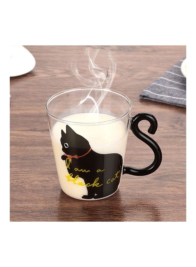 Kitty Printed Tail Handled Mug Black/White/Clear 8x5.3x9cm - Image 3