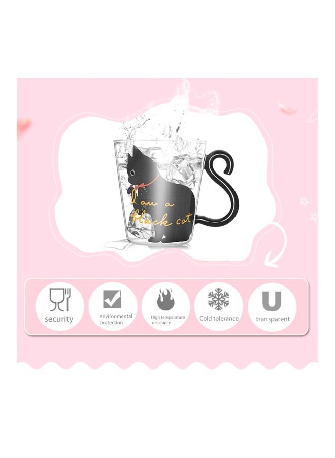 Kitty Printed Tail Handled Mug Black/White/Clear 8x5.3x9cm - Image 4