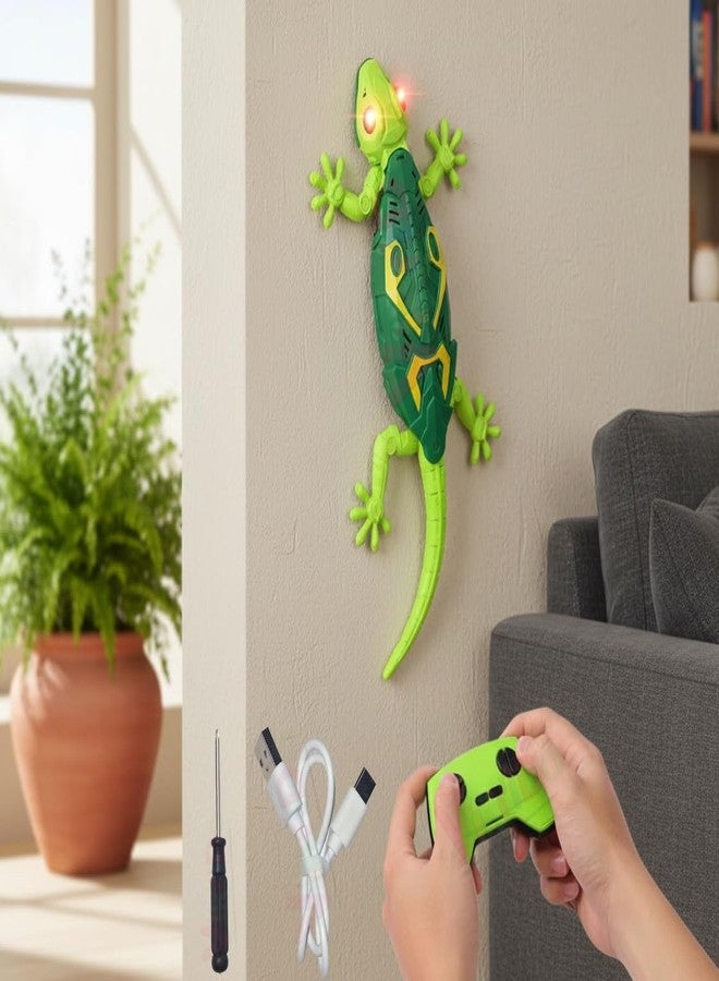 فيكريدا روبوت سحلية قابل لإعادة الشحن يعمل بجهاز تحكم عن بعد من فيكريدا | دوران 360 درجة، ضوضاء منخفضة، أضواء LED | لعبة مسلية للأطفال من عمر 4 سنوات فما فوق (أخضر) - Image 1