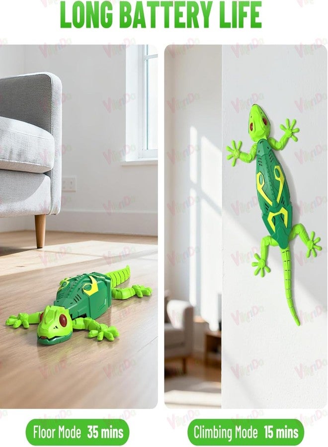 فيكريدا روبوت سحلية قابل لإعادة الشحن يعمل بجهاز تحكم عن بعد من فيكريدا | دوران 360 درجة، ضوضاء منخفضة، أضواء LED | لعبة مسلية للأطفال من عمر 4 سنوات فما فوق (أخضر) - Image 3