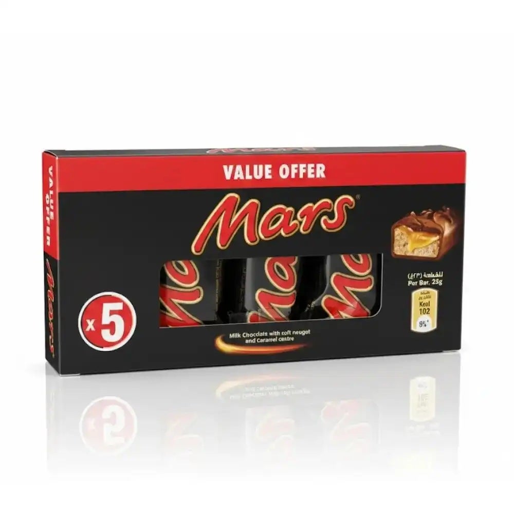 Mars Milk Chocolate with Soft Nougat and Caramel Centre- 5 X 23gms