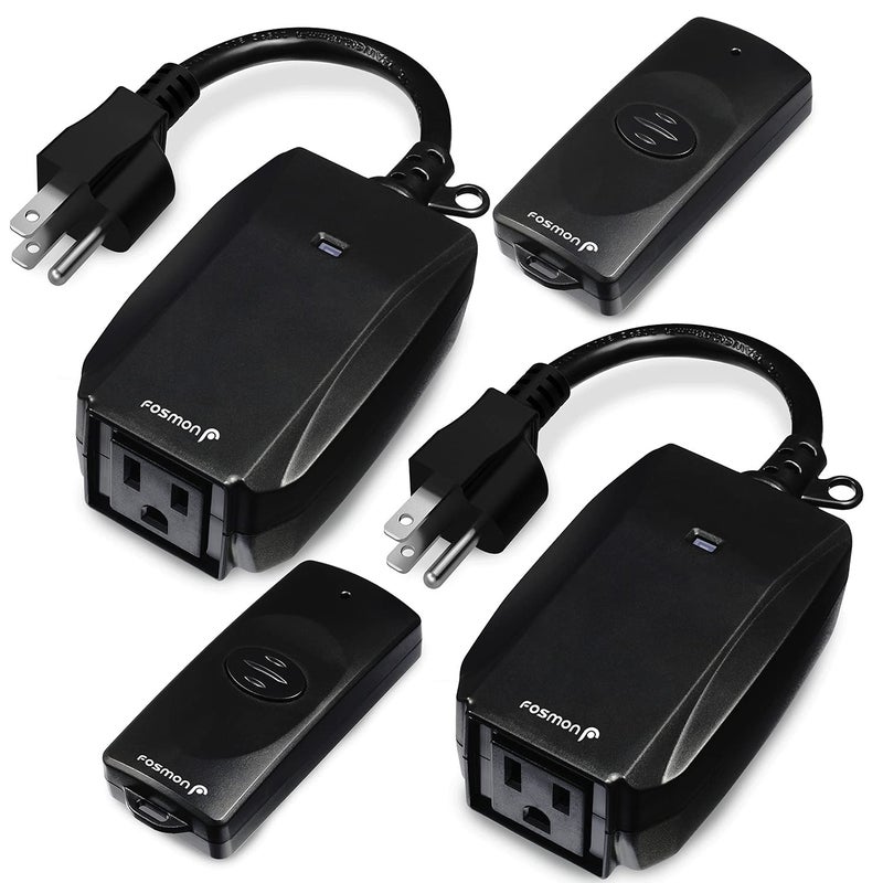 Fosmon Wireless Remote Control Outlet (2 Pack) Outdoor Electrical Outlet Switch Weatherproof Heavy Duty, 3-Prong Plug-in ETL Listed (Battery Included) - Image 1