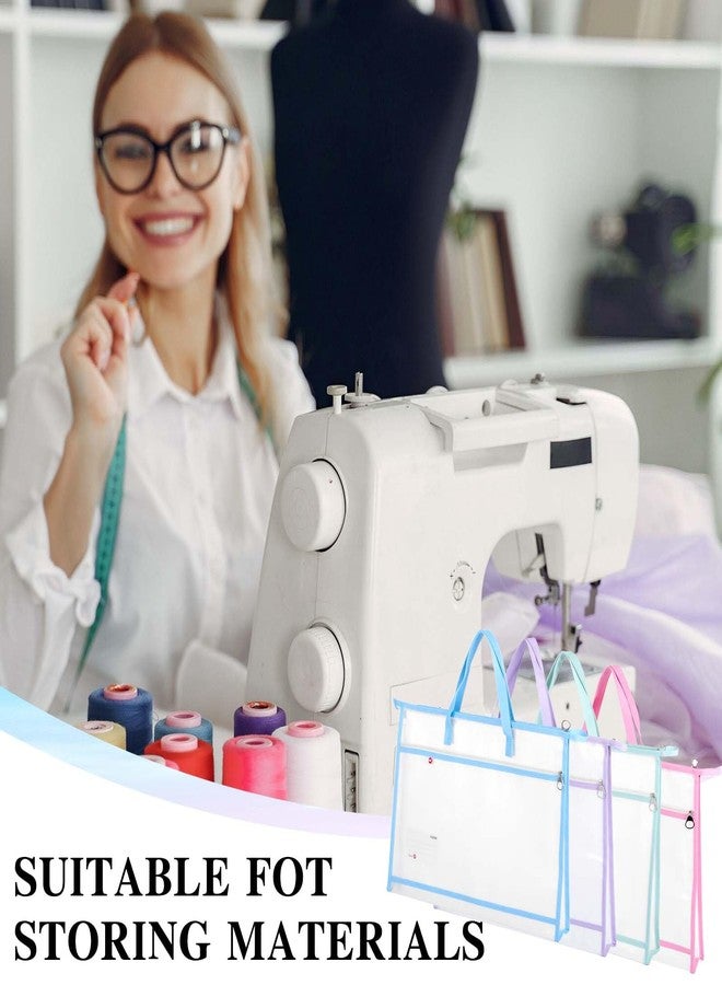 Tobeelec 4 قطع حقيبة مشروع A3 لتخزين الحرف اليدوية لخياطي اللحاف تصميم شبكي شفاف حقيبة لوازم الفن تخزين الأعمال الفنية تنظيم للأعمال الفنية والرسوم البيانية ومواد التعليم متعددة الاستخدامات - Image 5