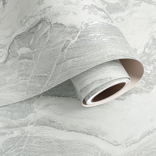VaryPaper Matte Light Grey Marble Contact Paper Peel and Stick Countertops Waterproof Kitchen Countertop Wallpaper Marble Vinyl Wrap for Cabinets Removable Marble Wallpaper for Bathroom 15.7''x78.7'' - Image 1