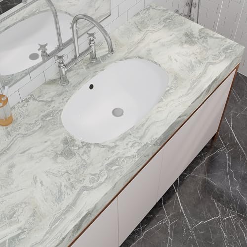 VaryPaper Matte Light Grey Marble Contact Paper Peel and Stick Countertops Waterproof Kitchen Countertop Wallpaper Marble Vinyl Wrap for Cabinets Removable Marble Wallpaper for Bathroom 15.7''x78.7'' - Image 4