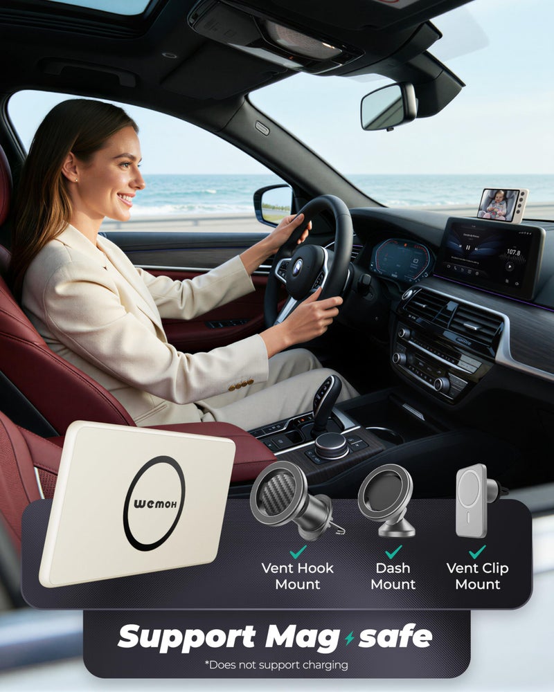 WEMOH NO.1 Magnetic Baby Car Camera with 1080P IPS Monitor, Auto Night Vision & Magnetic Mount – 5" Display, Zoom/Mirror Modes, USB Powered, 5-Minute Setup, for Rear-Facing Infant, White - Image 3