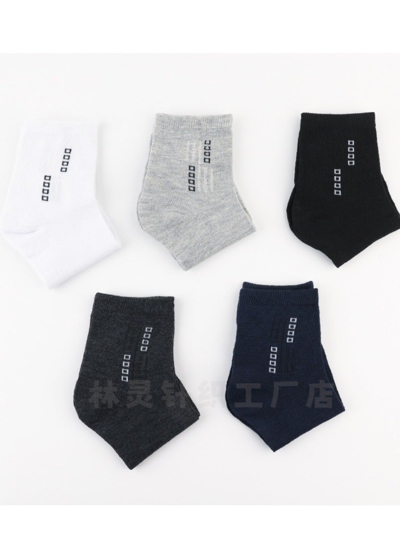 جوارب الرجال متوسطة الطول عصرية ومتعددة الاستخدامات وبسيطة وموجهة للأعمال وتمتص العرق وتسمح بالتهوية لفصلي الربيع والخريف (5 ألوان، 5 أزواج) - Image 1