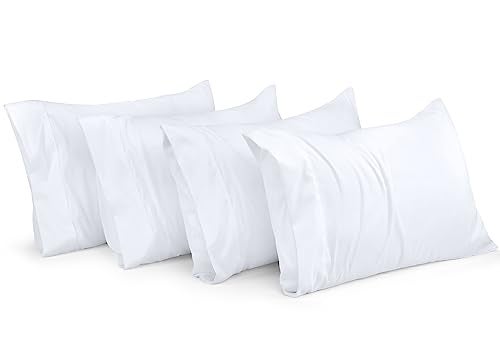Utopia Bedding Standard Pillow Cases Pack of 4 Envelope Closure Soft Brushed Microfiber Fabric Shrinkage and Fade Resistant Pillow Covers Standard Size 20 X 26 Inches Standard White