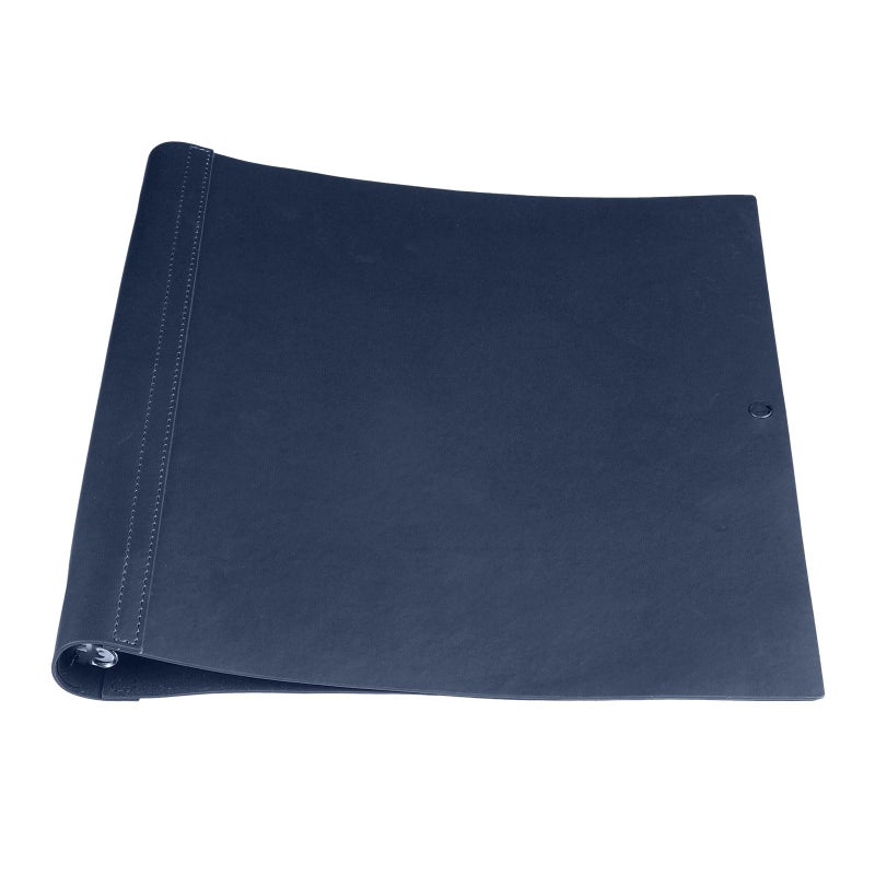 Teling 1 Pcs Leather 3 Ring Binder Holds 85 x 11 Inch Paper Binder Organizer Vintage Faux Leather Portfolio Folder Planner for Office Home Document Photo Diary Supplies Navy Blue - Image 2