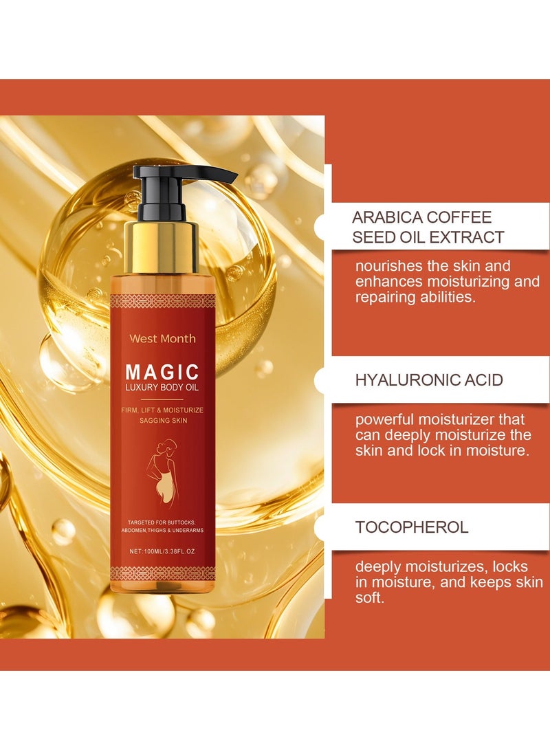 WEST MONTH Body Firming Moisturizing Oil, Daily Skin Care Moisturizing Oil 100ml - Image 2