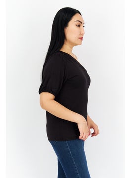 Cooper & Ella Women Asymmetrical One Shoulder Plain Top, Black  - Image 3