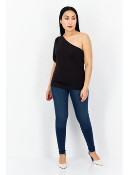 Cooper & Ella Women Asymmetrical One Shoulder Plain Top, Black  - Image 4